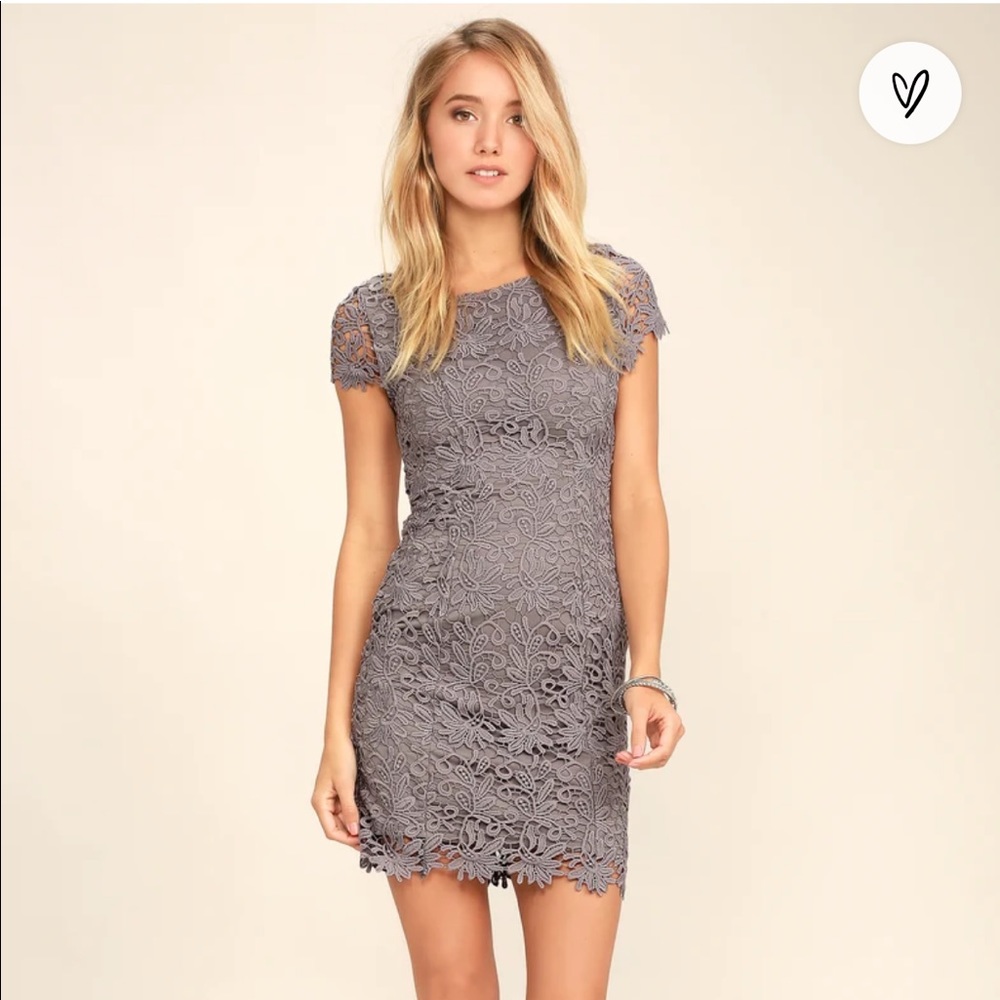 Hidden Talent Backless Grey Lace Dress